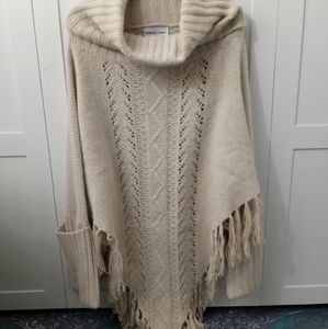 Cowl-neck poncho with sleeves